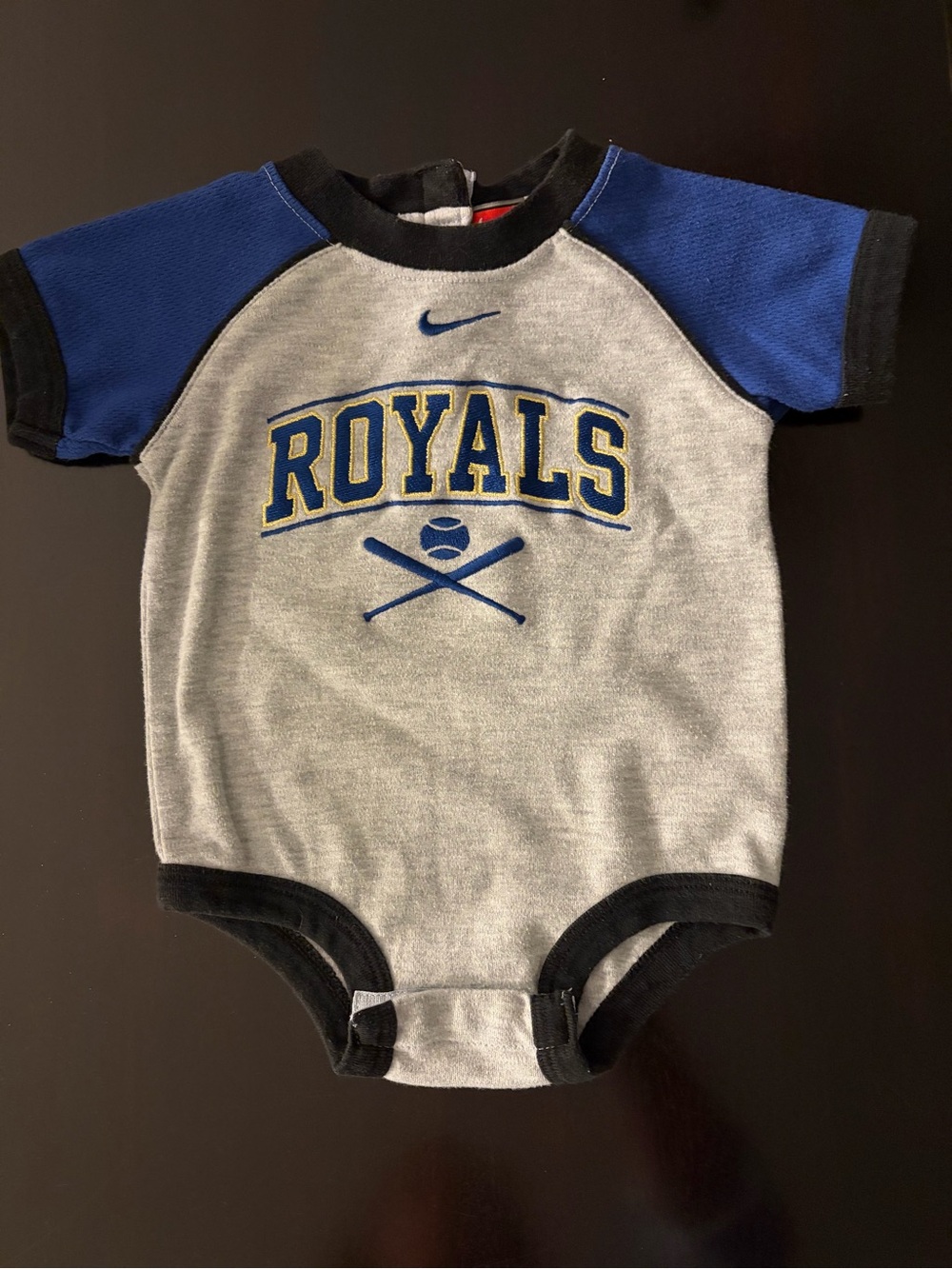 Nike Kids Gray, Blue & Black Royals One-Piece Bodysuit